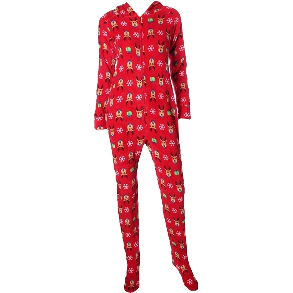 Family PJs Winter Deer Snow Print Hooded P…